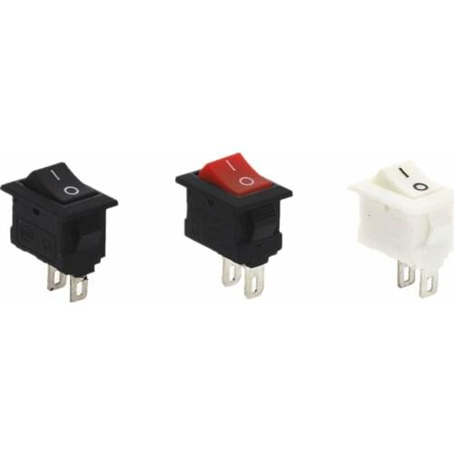 10Pcs Push Button Switch 10x15mm SPST 2Pin 3A 250V KCD11 Snap-in On/Off Rocker Switch 10MM*15MM Black Red and White