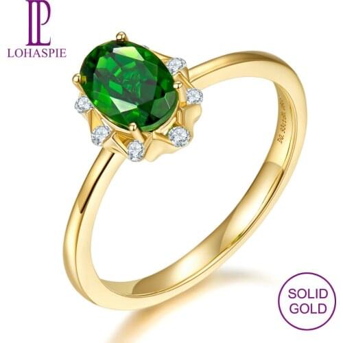 LP Customized 1.01CT Natural Russia Chrome Diopside Diamond Solid 18K Yellow Gold Trendy Engagement Ring Fine Jewelry For Women