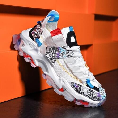 Trendy Men Chunky Sneakers Breathable Running Shoes High Quality Antiskid Damping Shoes Outdoor Comfortable Mesh Jogging Shoes