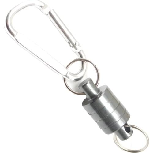 Magnetic Net Release Holder Net Release Clip Keychain Hook for Fly Fishing Magnet Aluminum Alloy Hook
