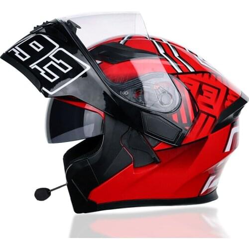 Double Lens Motorcycle Helmets Moto Built-in Bluetooth BT Helmet Flip Up Motor Bike Capacete Casco DOT Approval JIEKAI 902