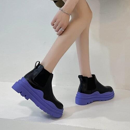 2021 New Woman Boots Thick Bottom Leather Non-Slip Chelsea Ankle Boots Casual Womens Flats Fashion Ladies Shoes Comfortable