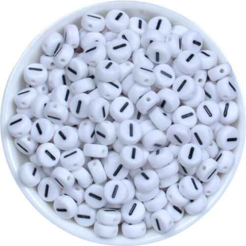 Single letter I White Round English letters Alphabet Acrylic Beads For Jewelry Making DIY Bracelets Supplies 7mm Optional letter