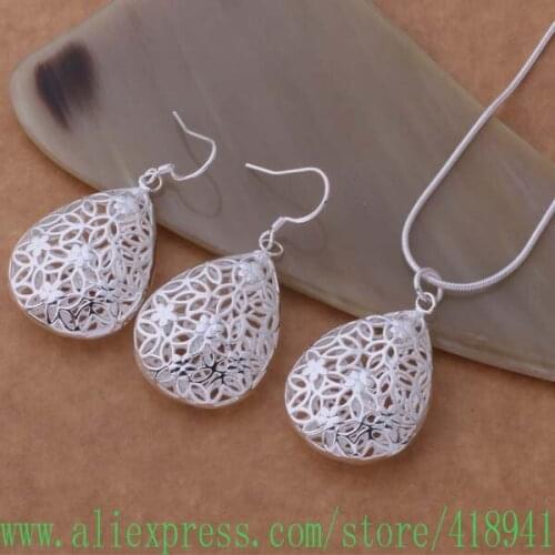 Silver Plated Jewelry Sets Earring 401 + Necklace 694 /eipamzwa bjrakaya AS325