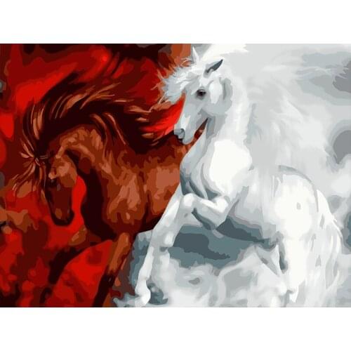 Horse Painting By Numbers Coloring On Canvas For Adult Paint DIY With Frame Animal Drawing Picture By Number Decoration Wall art