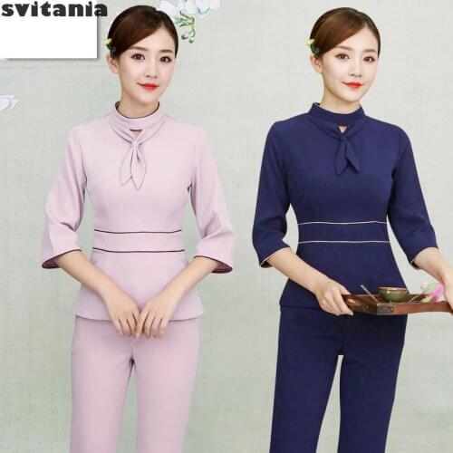 Beauty Salon Work Suit Cosmetologist Work Uniform Summer Short Sleeve Womens Clothing Hairdresser Uniforme Massagista