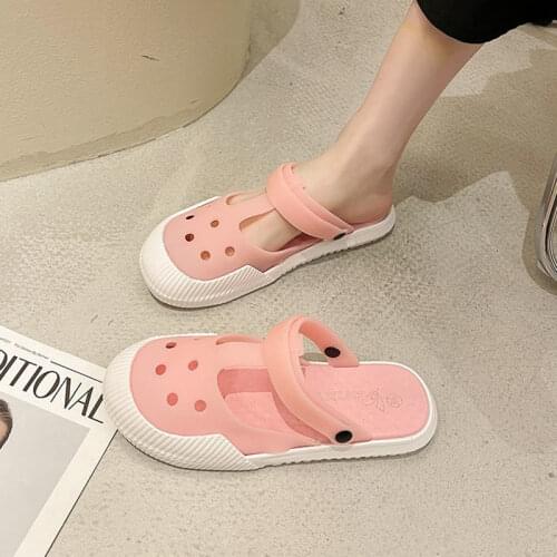 Summer Women Sandals Jelly Garden Flat Shoes Waterproof Soft Light Slides Female Ankle Buckle Slippers Casual Beach Shoes