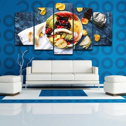 Modern Wall Art Canvas HD Printed Kitchen Oil Painting Framed 5 Pieces Modular Posters Fruits Foods Pictures Home Decor