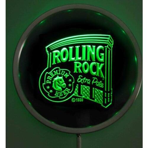 Rs-a0019 Rolling Rock Beer LED Neon Light Round Signss 25cm/ 10 Inch - Bar Signs with RGB Multi-Color Remote Wireless Control