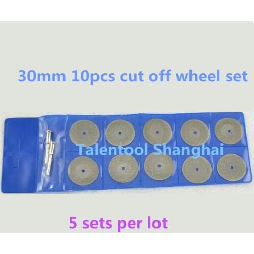Talentool 10Pc 30mm high Quality Emery Diamond Coated Double Side Cutting Discs cut off blade Grinding disc dremel rotary tool