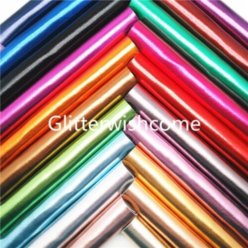 Glitterwishcome 21X29CM A4 Size Metallic Smooth Soft Sheep Grain Synthetic leather Fabric Sheets for DIY Bags GM979A