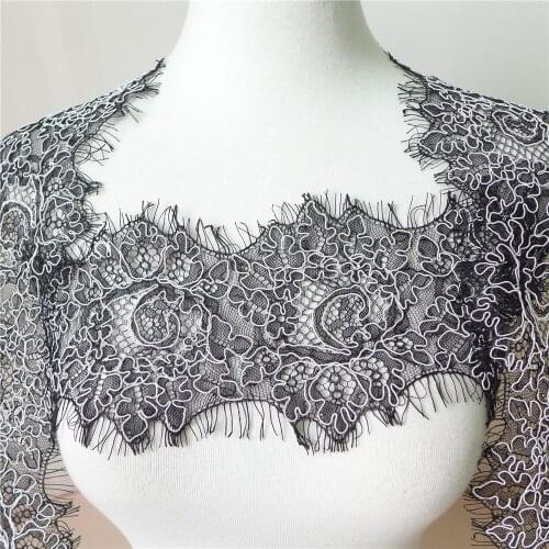 Vintage Black Eyelash Lace Trim French Alencon Lace Trim With Corded Sewing Craft Free Shipping 3 Yards Long 10.5cm Wide