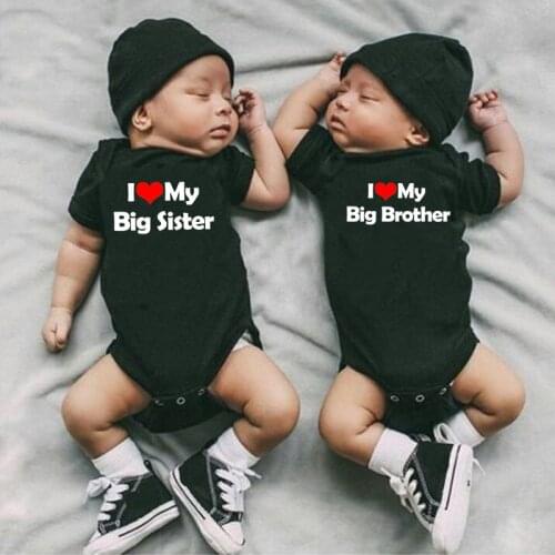 I Love My Big Sister Big Brother Funny Baby Bodysuits Cotton Short Sleeve Body Baby Girls Onesies Infant Boys Jumpsuit Clothes