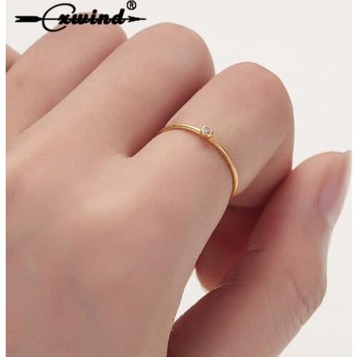 Cxwind Simple Crystal Rings For Women Female Knuckle Chic Dainty Thin Rings Delicate Rings Gold Wedding Jewelry Bague Femme