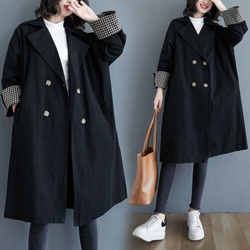 Autumn winter 2021 new Korean version loose fashion temperament double-breasted trench coat jacket women mid-length Windbreaker