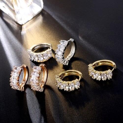 ZSLBS Korea Fashion Hoop Earrings For Women Shiny Crystal Round Circle Huggies Earring Jewelry Pendientes Boucle Oreille Femme