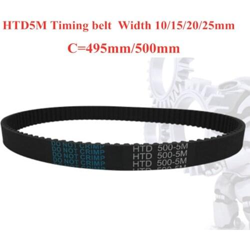 Arc HTD 5M Timing belt C=495mm/500mm width10/15/20/25mm Teeth 99 100 HTD5M Rubber synchronous Belt 495-5M 500-5M