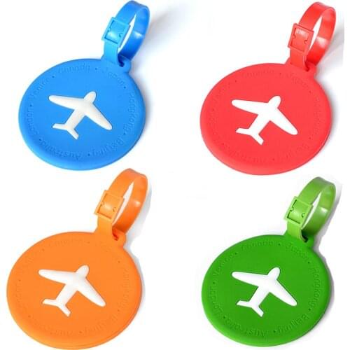 1PC Round Airway shape Silicone Travel Luggage Tags Bag Baggage Suitcase ID Name Address Labels Travel Accessories