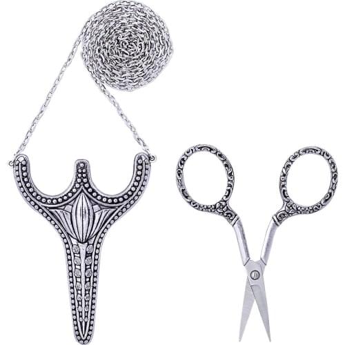 1Pcs Retro Exquisite Vintage Scissors Arts and Crafts Scissors Handcraft Scissors with Sheath Chain
