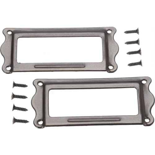 20pcs-2pcs Coffee Label Card Frame Holder Tags Zinc Alloy w/screws/nails 64mmx31mm Name card Drawer Office Shelve File Cabinet