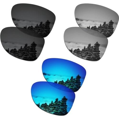 SmartVLT 3 Pairs Polarized Sunglasses Replacement Lenses for Oakley Dispatch 2 Stealth Black and Silver Titanium and Ice Blue