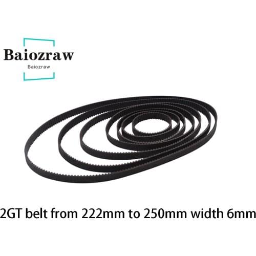 3D Printer Parts GT2 6mm Closed Loop Rubber Timing Belt 222 224 226 228 230 232 234 236 238 240 242 244 246 248 250mm 2GT 1pcs