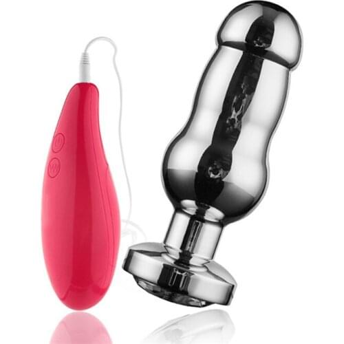 Anal Beads Prostate Massager Anal Plug Vibrator Stainless Steel Vibrating Butt Plug Vibrator Male Masturbation Anal Sex Toys A3