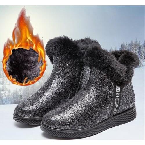 Winter Boots Women Lightweight Womens Ankle Boots Bling Korean Style Boots Ladies Non-Slip Womens Shoes Keep Warm Female Shoe