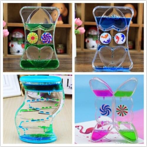 Valentines Day Double Hourglass Liquid Timer Visual Timer Oil Liquid Motion Hourglass Floating Desk Heart Decoration