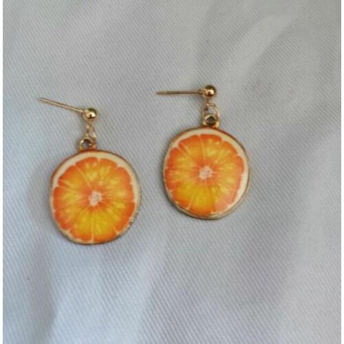 Ex501 4mm small ball pin earrings cute fashion simple alloy Fruit orange earrings female jewelry accessories