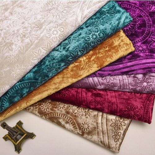 Ice Gray Crushed Velvet Fabric for Soft Furnishings Sofa and Curtain by the Meter,Silver,yellow,wine Red,blue,purple 145cm Wide