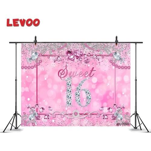 LEVOO 16th Birthday Backdrop Sweet 16 Pink Diamonds Dots Bokeh Background For Photography Party Decor Photo Studio Dropshipping