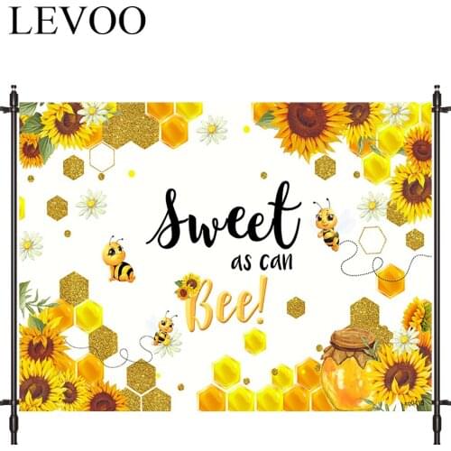 LEVOO Background For Photo Studio Diamond Bee Golden Sunflower Birthday Photocall Photobooth Decor Studio Custom Shoot Prop
