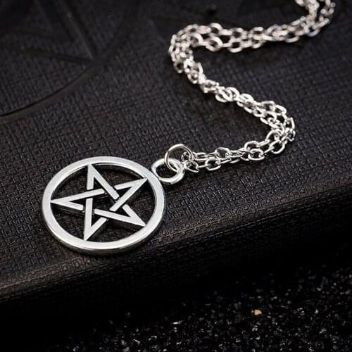 Fashion Pagan Wicca Inverted Star Pentagram Pentacle Vintage Retro Pendant Chain Necklace