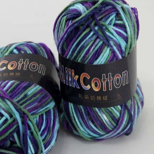 Sale 2ballsx50g Soft Cotton Baby New Hand-Dyed Wool Socks Scarf Knitting Yarn 2075-22-2 Dark purple blue mixed