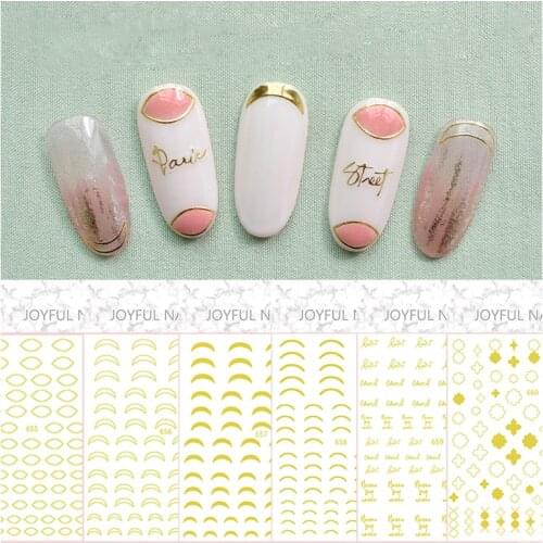 10PCS golden curved line nail eyebrow shape nail sticker for beautifying nail art decal decoration 3D design adhesive sticker