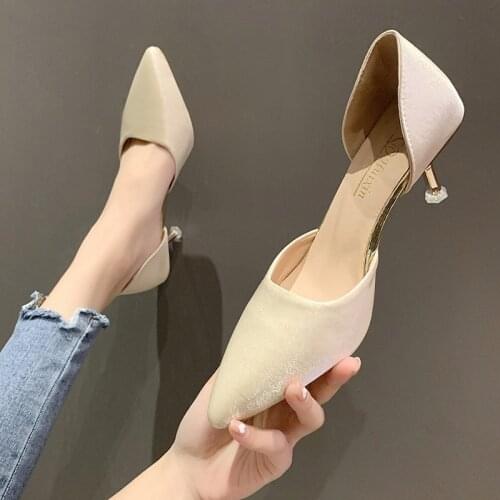 2021 New Womens Shoes Fashion Black Heels Women Stiletto High-heeled Shallow Mouth Pointed Sexy Hollow Womens Shoes T02
