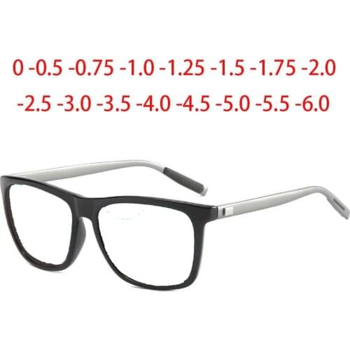 Fashion Square Glasses Men Women Aluminum Magnesium Prescription Eyewear 0 -0.5 -1.0 -2.0 To -6.0