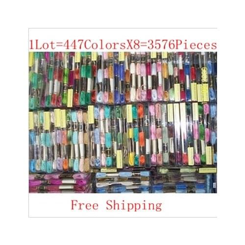 Great Reputation Cross Stitch Embroidery Thread 1Lot=447ColorsX8=3576Pieces Similar DMC Thread Floss,Cotton Thread Free Shipping