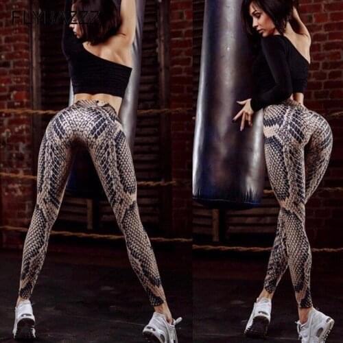 Sexy Snake Print Yoga Pants Women Gym Clothes Fitness Workout Sports Pants Elastic Tights Jogger Running Trousers Slim Leggings