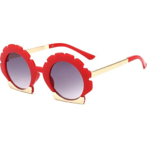Plastic Round Children Sunglasses Kids Brand Designer Red Boys Girls Sunglass Gradient Vintage LuxurySun Glasses Flower Uv400