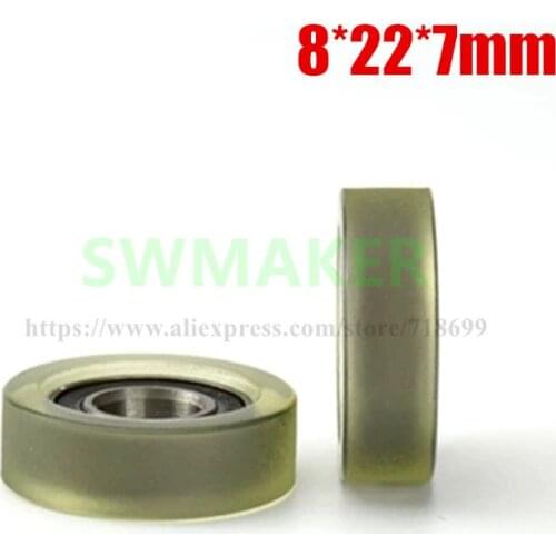 10pcs 8*22*7mm 688 Bearing, Polyurethane Coated, Medical Device Conveyor Belt, Soft Rubber Silence, PU Formed Bearing Wheel