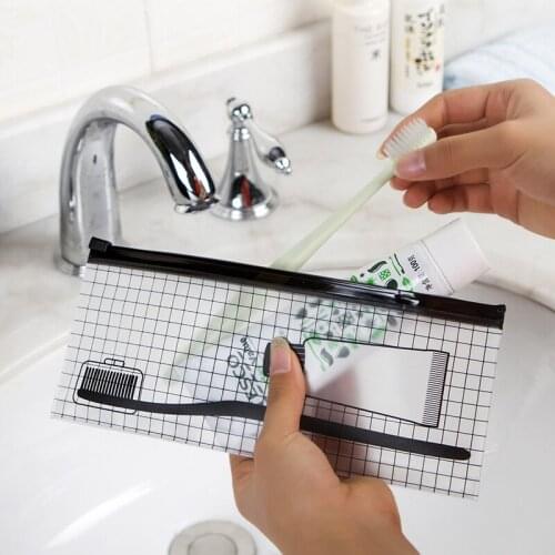 PVC Transparent Toothbrush Cosmetic Bag Women Travel Makeup Bag Organizer Storage Pouch Pencil Case Toiletry Wash Kit Case