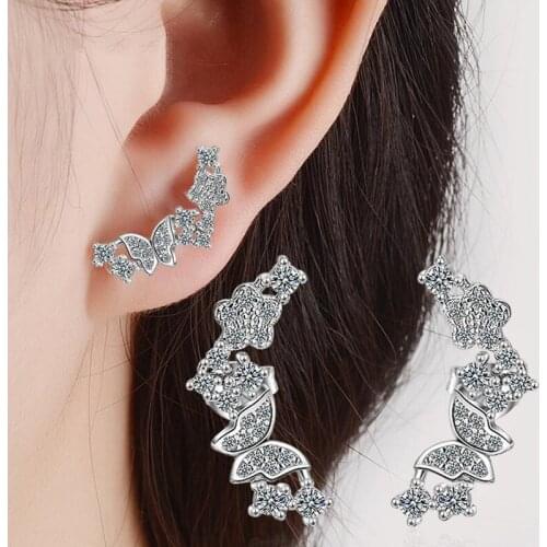 Flowers Crystal Stud Earrings Lovely Butterfly Design Cubic Zirconia Earrings Fashion Party Jewelry Gifts for Women Girls