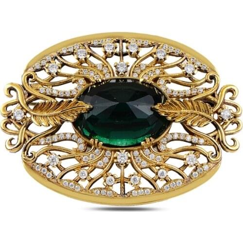 Silverlina Silver Zircon Stone Authentic Brooch