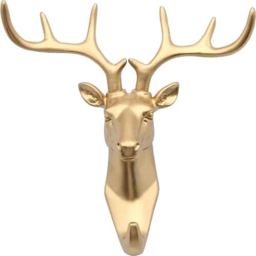 Resin Animal Horse Rhino Giraffe Goat Elephant Deer Stags Head Hook Hanger Rack Holder Wall Mount Home Room Decor Gold