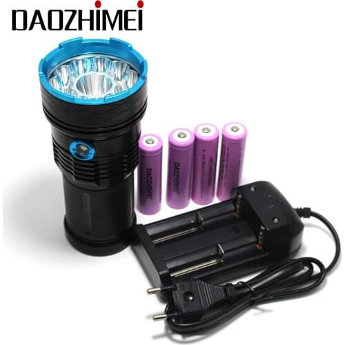 8000 lumens Super Bright LED flashlamp 12 x XM-L T6 XML T6 12T6 LED Flashlight Hunting Torch + 4 *18650 battery + Charger