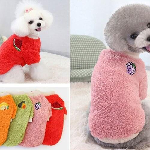 Warm Fleece Dog Clothes Fruit Clothing for Cats Soft Puppy Pajamas Chihuahua Apparel Sweater for Dogs French Bulldog Pullover
