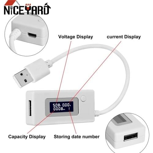 NICEYARD Micro USB Tester for Phone Power bank Voltage Current Meter Mobile Power Charger Battery Capacity Detector LCD Screen