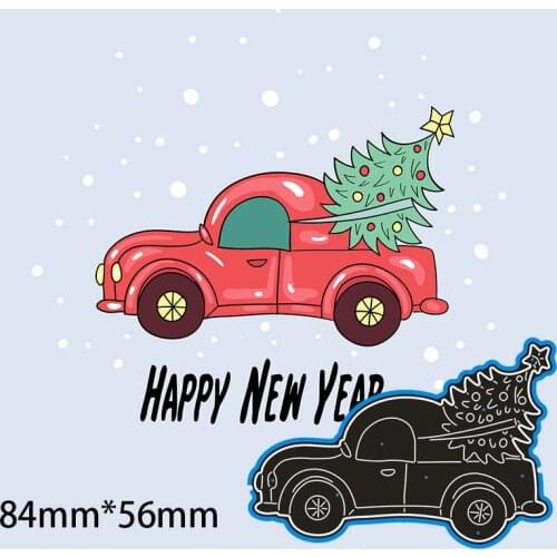 84*56mm CHRISTMAS TREE IN THE CAR Metal Cutting Dies and Stamps Stencil for DIY Scrapbooking Photo Album Embossing Paper Card